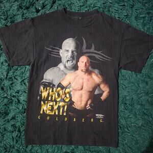 Vintage WCW Goldberg Who’s Next T-Shirt Black Wrestling Graphic Tee